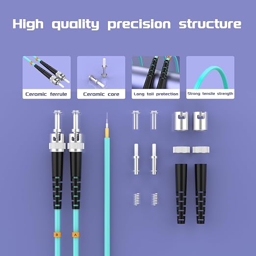 OM3 Fiber Patch Cable ST/UPC to ST/UPC 82ft/125meters 10BG/Gigabit Multimode - Image 4