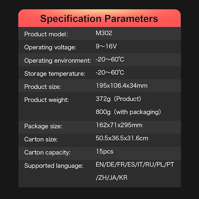 OBD2 M302 Car Diagnostic Scan Tool Timcartuning Car Maintenance Light Reset car Engine Fault Diagnosis car Engine Fault Removal I/M Ready Status, Vehicle Information OBD2