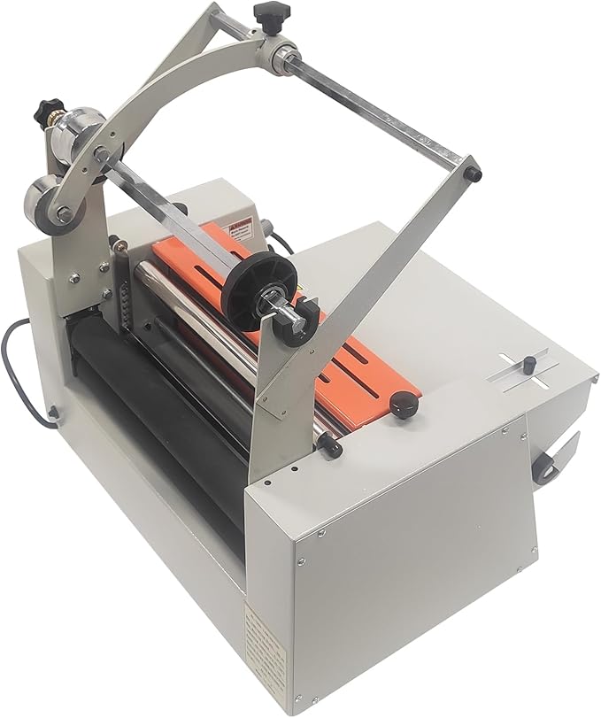 WYDDDARY 14.17"/360MM Electric Steel Roller Thermal Laminator with Slitting Cutter Hot Cold Roll Laminator Adjustable Temp 60-130℃ Electric Laminating Machine for Single/Double Sided Laminating 110V
