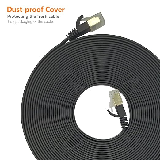 Cat7 Ethernet Cable 50FT-Black-10Gbps High Speed Ultra Slim Outdoor&Indoor - Image 7