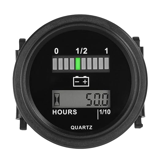 Jayron Lead Acid Battery Indicator Meter Gauge Battery Capacity Meter Waterproof Battery Charge Indicator Hour Meter for Golf Cart Boat Club Cart Forklift and Other Battery Powered Equipment