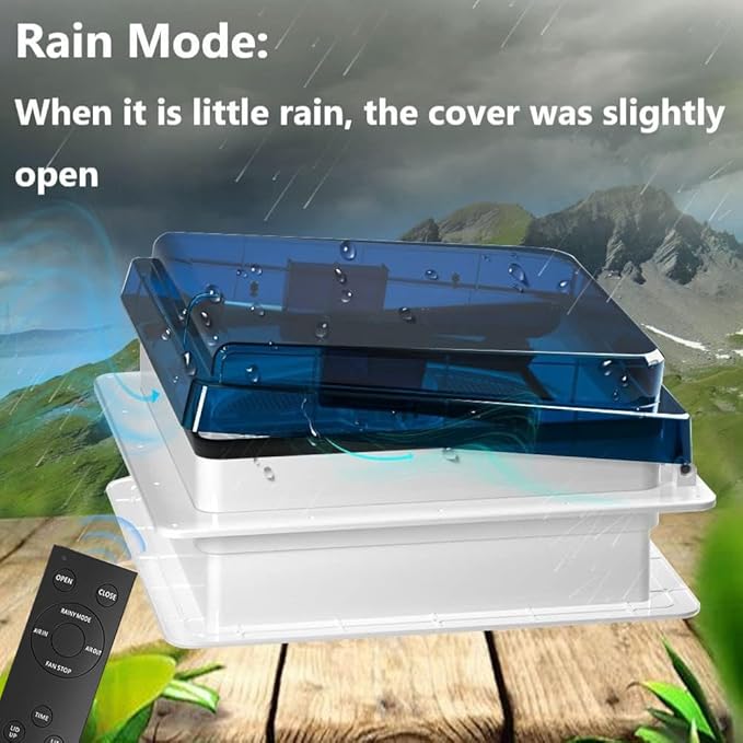 2012 Air Max 14" Vent RV Roof Vent Reversible Exhuast Fan, Ultra Low Sound RV Air Ventilation Ceiling Fan 12V Remote with Rain Sensor