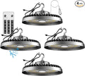Lightdot Smart 250W High Bay LED Shop Lights 37,500LM High Bay Lights with Controller (Supports Normal Mode & Motion Sensor Mode) ETL-Listed US Plug for 30-40FT Height-6Yrs Warranty-4Pack