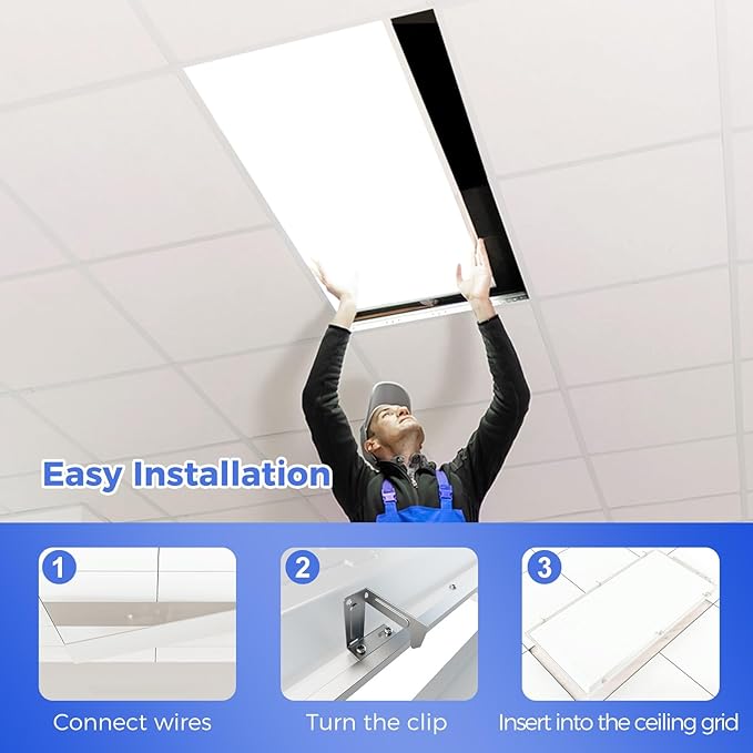 AIKVSXER 12 Pack 2x4 LED Flat Panel Light, 9100LM Bright Office Kitchen Ceiling Light Fixtures,Dimmable Flush Mount Ceiling Light Panel,Switchable 3000K/4000K/5000K/5700K/6500K, 30W/40W/50W/60W/70W