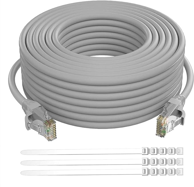 Adoreen Cat 6 Ethernet Cable 300 Ft-Gray, Outdoor & Indoor Snagless Long Round by Adoreen