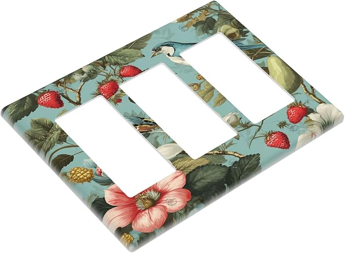 Bvtewkhz William Morris Flower 3 Gang Triple Rocker Wall Plate Cover Decorative Light Switch Covers Electrical Faceplate Switch Plates for Bathroom Kitchen Home