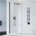 Bathbliss 36" W x 76" H Frameless Shower Glass Panel, 8mm Clear Tempered Glass, Fixed Walk-In Shower Screen, Matte Black Finish, Reversible Installation