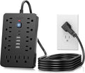 JouleLoom 20 FT Flat Plug Surge Protector Power Strip,11 Multiple AC Outlets with 6 USB Ports (2 USB C), 20 Feet Extension Cord, 1250W/10A, One Touch Switch Button, 17 in 1 Compact powerstrip