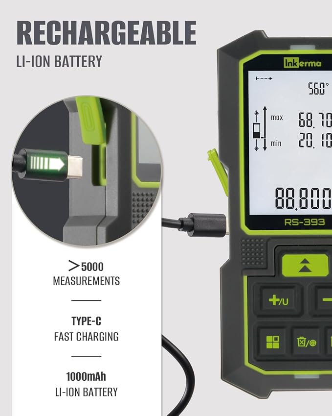 Inkerma Dual Laser Measurement Tool, 393Ft/120M Bilateral Laser Distance Meter - Image 6