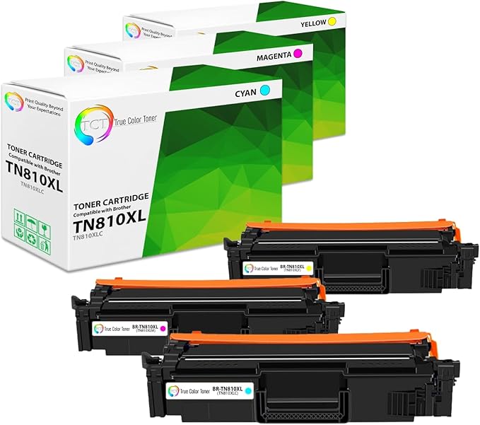 TCT TN810XL Color Toner Cartridge 3 Pack - Compatible Replacement for Brother TN-810XL High Yield Works with Brother HL‐L9410CDN L9430CDN MFC‐L9610CDN L9630CDN Printers (Cyan Magenta Yellow)