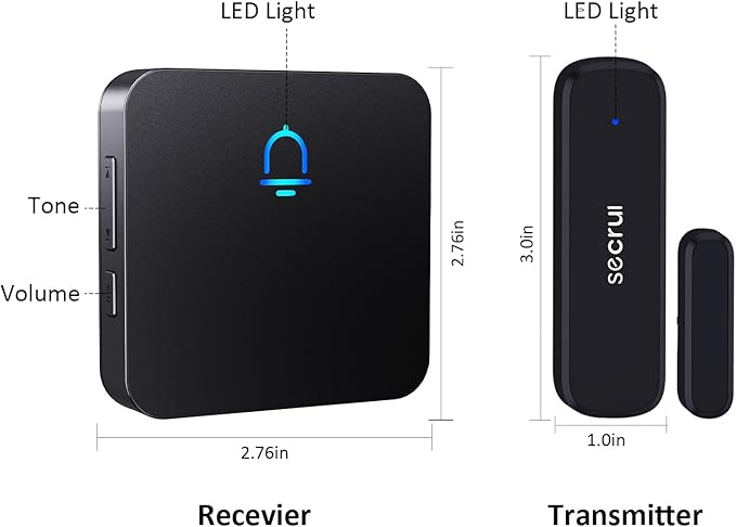 SECRUI Wireless Door Chimes When Door Open Entry for Business/Home/Office/Store Door Ringer Alert Buzzer Alarm with - 2 Receiver 1 sensors