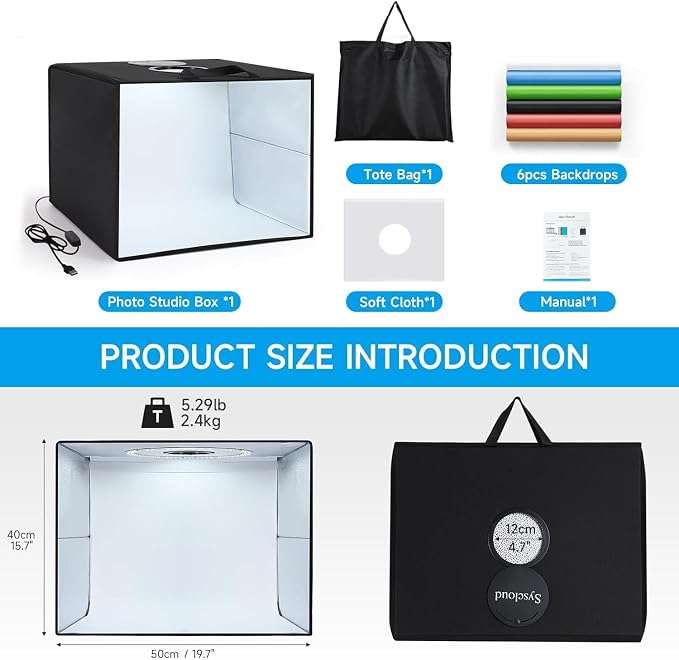 Photo Studio Box, 50cmx40cmx40cm Folding Lightbox - Image 3