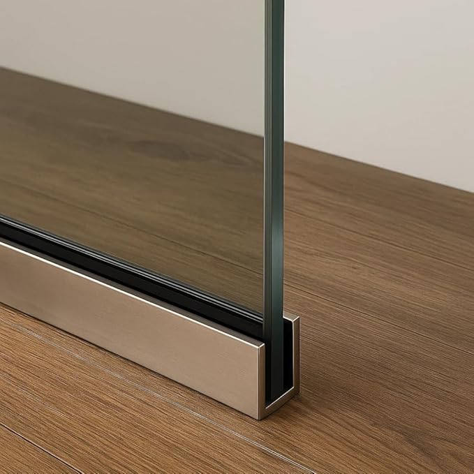 Yana Frameless Shower Door Screen, Fixed Shower Door Panels 3/8" Thick Tempered Glass, Water Repellent, Reversible Shower Wall Panel with Brushed Nickel Finish 24" x 60"