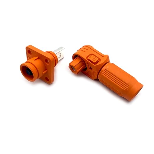 150A Battery Energy Storage Connector, 35mm² High Current Connectors IP67 Waterproof Copper Brand Thread Wiring Power Adapter Quick Plug Terminal Right Angle Plug and Socket (1500V Black+Orange)