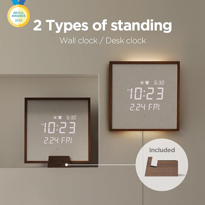 mooas Wooden Frame LED Silent Wall Clock - Image 2