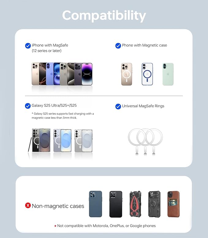 [0.3" Ultra Slim] [Alloy-Made] ULiXWH for Magsafe Portable Charger for iPhone, 2025 Upgrade 5000mAh Fast Charging Magnetic Power Bank, Wireless Battery Pack for iPhone 17 Air 16 15 Pro Max 14 13, Grey