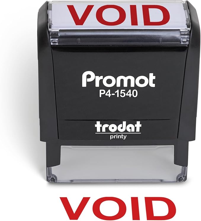 Promot Void Self Inking Rubber Stamp - Refillable Stampers for Office - Business, Accounting, Bookkeeping, Coding, Legal, Notary, Work, Ordering, Inventory Stamps - Red Ink