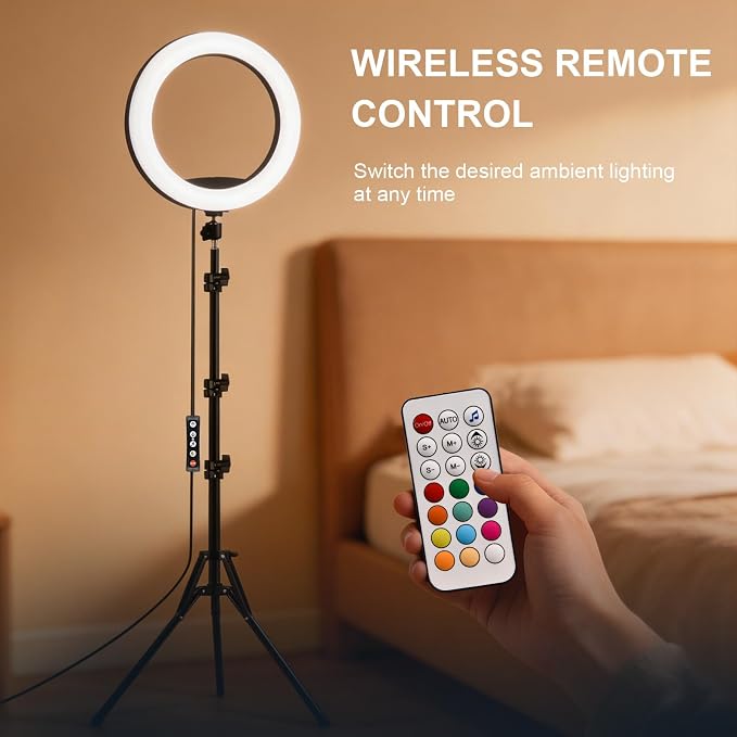 12" Selfie Ring Light with 75" Tripod Stand & 2 Phone Holder, LED Camera - Image 5