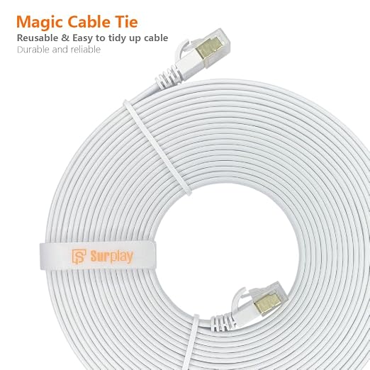 Cat7 6FT Ethernet Cable Flat-White-10Gbps Ultra Slim High Speed Double Shielded - Image 7