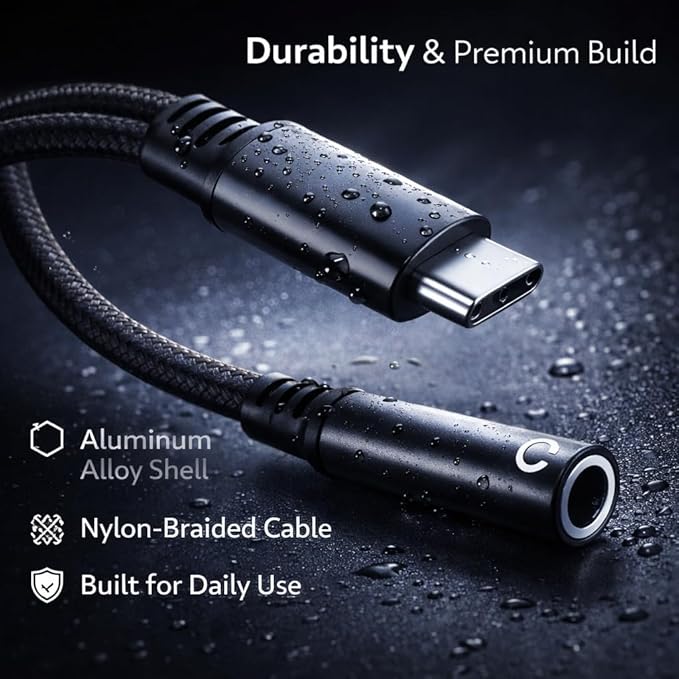 Mizi USB C to Dual 3.5mm Headphone Splitter, 2-Port Audio Adapter for iPhone 15/16/17 Pro, Galaxy S24/S25 Ultra, Pixel, iPad Pro - Share Music & Podcasts - Black