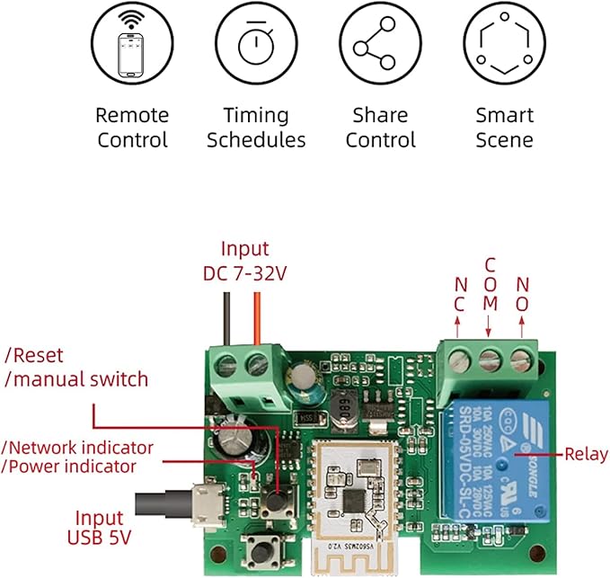 Newgoal Smart Switch Momentary/Latching WiFi Relay, eWeLink App Bluetooth Control Switch, DIY Smart Home, Compatible with Alexa Google Home