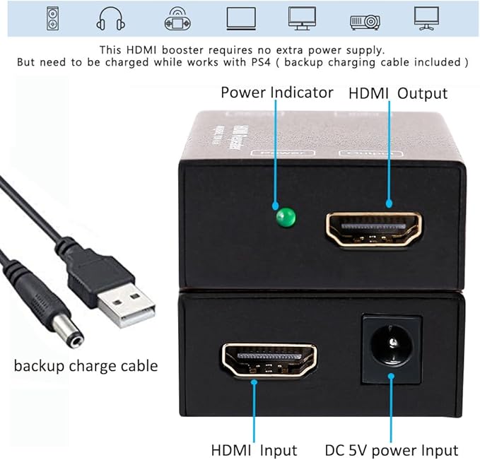 DTECH HDMI Signal Amplifier Booster Repeater 4K 60Hz YUV 444 18Gbps 1080P HDCP 2.2 CEC 3D 4K2K Extender Boost up to 164 Feet Compatible with VR TV Box Blu-ray Player HDTV Monitor Projector Computer