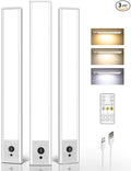 EZVALO 3 Pack Under Cabinet Lighting, 4000mAh Rechargeable Motion Sensor Light, 16inch Magnetic Closet Lights with Dimmable & 3 Color Temps, Wireless Motion Activated Lights with Remote for Kitchen