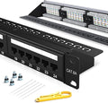 24 Port Patch Panel CAT6A Rack Mount 19inch Ethernet Patch Panel Punch Down by Enmane