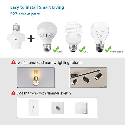 QIACHIP Remote Control Light Socket E26 E27 Bulb Socket Adapter, ZigBee Smart - Image 7