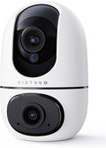 virtavo Indoor Security Camera, Dual-Lens 360° PTZ WiFi Baby Pet Monitor for Home, Motion Tracking, 2-Way Audio, Night Vision, No Subscription, WiFi6 2.4GHz/5GHz, SD & Cloud Storage, Works with Alexa