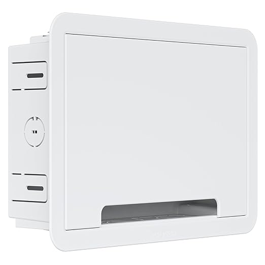 ECHOGEAR 9" in-Wall TV Media Box - Recessed TV Outlet & Network Enclosure - Works with Roku, Apple TV, Fire TV Stick, & Samsung One Connect Mini - WiFi Friendly Cable Management Kit