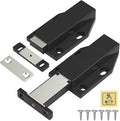 Touch Latch Jiayi Heavy Duty Push Open Cabinet Hardware Magnetic Push Spring Latch for Large Door Release Latch Pop up Hidden Door Catch Cabinet Magnets Push Close for Cupboard Drawer (Black, 2 Pack)