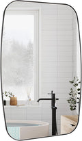 Black Oval Mirror, 24"×40" Bathroom Mirror for Wall Vanity with Stainless Steel Metal 0.8" Thin Frame, Oblong Bathrrom Mirror Modern Anti Rust