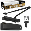 Finsbury Commercial Black Door Closer Automatic Heavy Duty High Traffic Adjustable ANSI/BHMA Grade 1 Standard, UL Listed ADA Compliant Hydraulic Backcheck Delayed Action Latch Speed 1-6 Power (Black)
