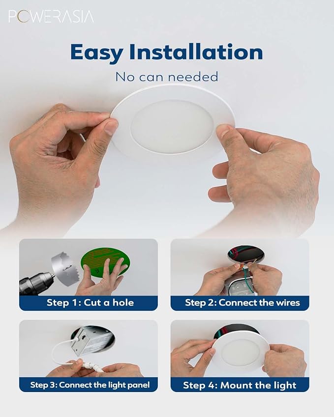 12 Pack 6 Inch Ultra-Thin LED Recessed Ceiling Light with Junction Box, Recessed Lighting 6 Inch 6000K Dimmable Clear White, 15W 220W Eqv, 1200LM High Brightness - ETL and Energy Star Certified