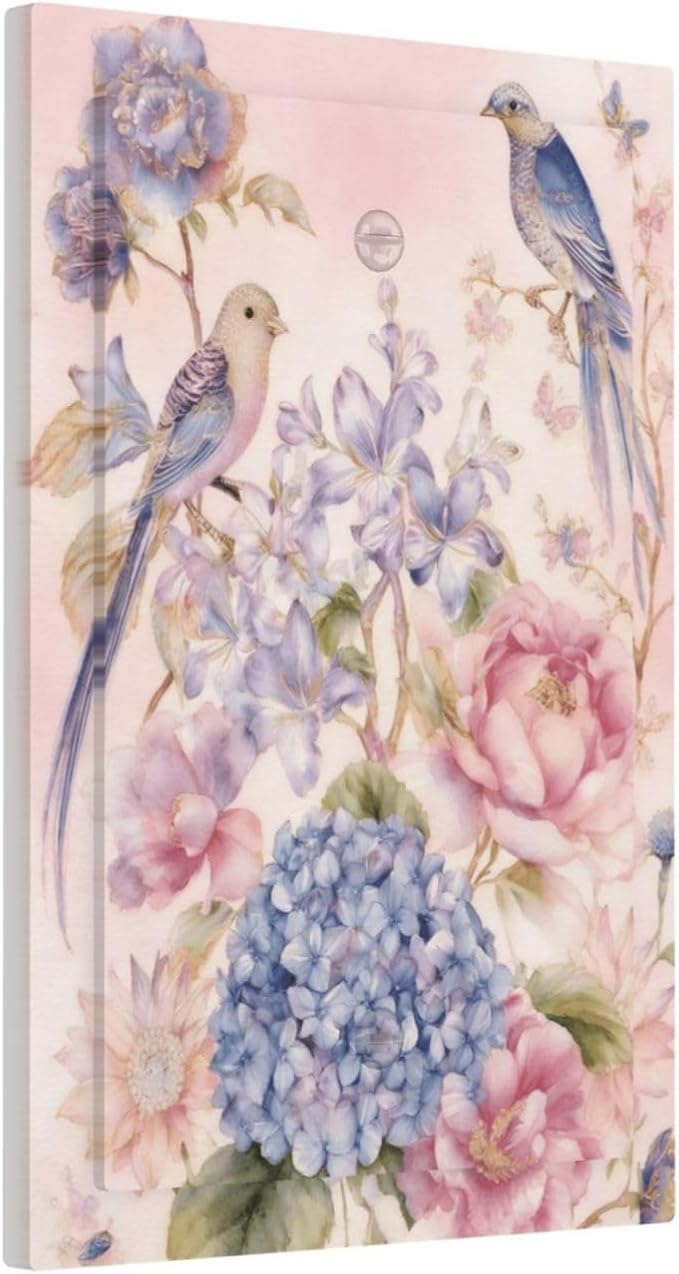Bvtewkhz Floral Birds Morris No Device Single Blank Decorative Outlet Covers Light Switch Plate Electrical Receptacle Switchplate For Bathroom Kitchen Bedroom