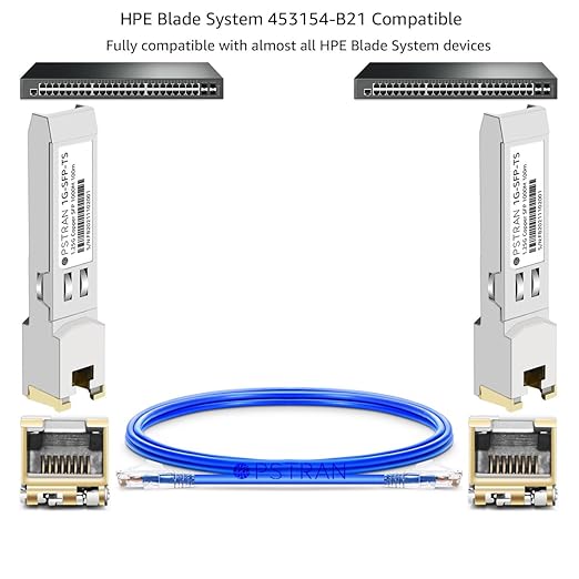 OPSTRAN 1000BASE-T SFP RJ45 Copper Transceiver Module Compatible with HPE BladeSystem 453154-B21 100m Cat 5e/6/6a 4 Pack