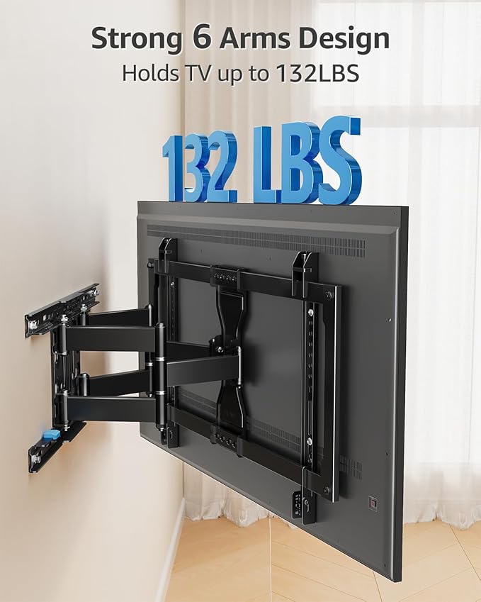 MOUNTUP Ultra Slim TV Wall Mount for Most 37-90 inch TVs, 1.1" Thin Low Profile Full Motion TV Mount Bracket, Dual Swivel Articulating Arms with Tilt, Fits 16" Studs, Max VESA 600x400mm Holds 132lbs
