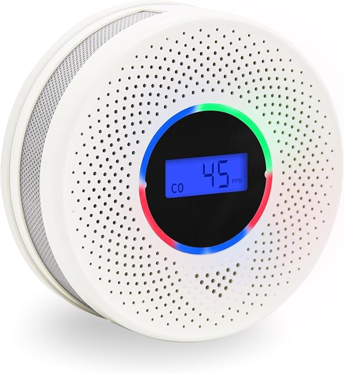 10-Year Battery Smoke and Carbon Monoxide Detector, 2-in-1 Smoke CO Alarm with Digital Display, Reliable Fire and CO Alarm for Home, Bedroom, Kitchen (6 Pack)