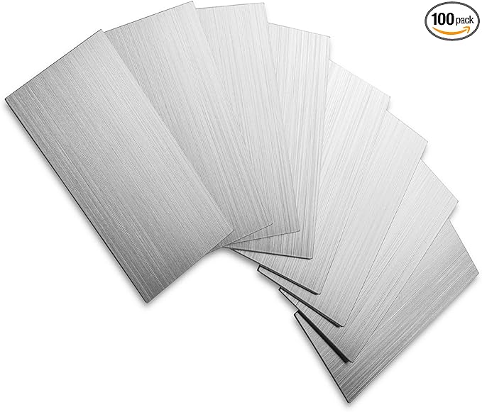 AULIGET 100-Piece Peel and Stick Backsplash Metal Tile, 3" x 6" Stick on Tiles for Backsplash Kitchen, Bathroom, Laundry Room, Camper, Fireplace
