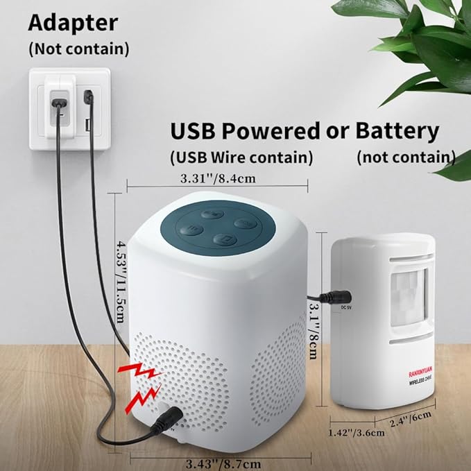 RANXINYUAN Barking Dog Motion Sensor-Pir Human Body Dog Barking Alarm Realistic Wireless Loud 1000Ft Door Chimes Home Security 1 Receiver 1 Motion Dectector Driveway Alarm Kit…