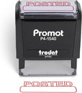 Promot Posted Self Inking Rubber Stamp - Refillable Stampers for Office - Business, Accounting, Bookkeeping, Coding, Legal, Notary, Work, Ordering, Inventory Stamps - Red Ink