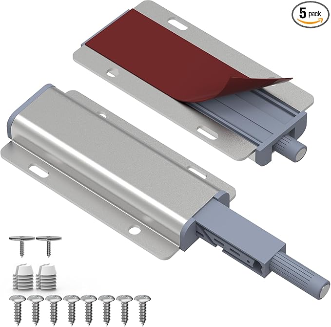 Magnetic Push Latches Cabinet 5 Pack Push to Open Door Latch Heavy Duty Touch Latch Hardware for Push to Open Magnetic Touch Latch for Closet Kitchen Doors Cabinets Drawers Wardrobes