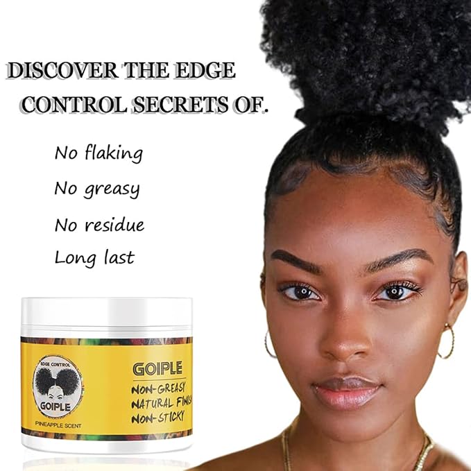 Goiple Edge Control Wax for Women Strong Hold Non-greasy Edge Smoother Pink 1Pack and Yellow 1Pack 4oz with Brush 2Pcs and Scarf