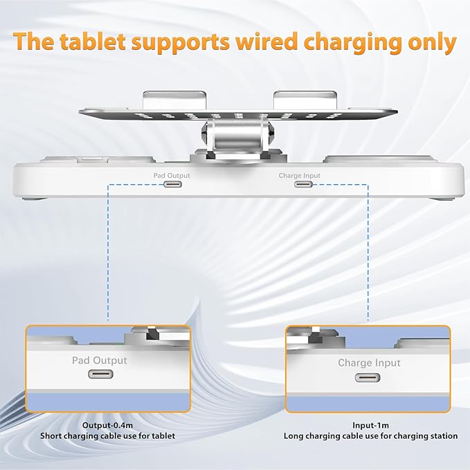 30W Charging Station for Apple Products, Foldable Wireless Charger with Clock Display&7 Color Light, Wired Charging for iPad/Tablet Charging Station for iPhone16, for Apple Watch10 for AirPods4(Cream