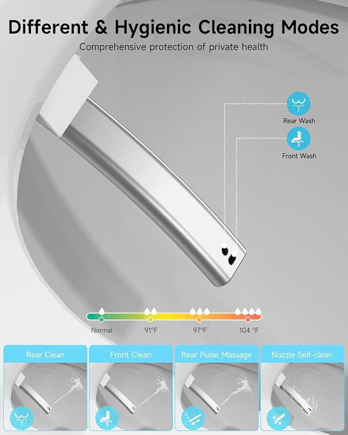 WANSID Luxury Smart Toilet with Bidet Built-In,1.28 GPF Elongated One Piece Toilet for Bathroom, Auto Open/Close, Foot Sensor Operation, Heated Bidet Seat, Warm Water & Dryer, Digital Display