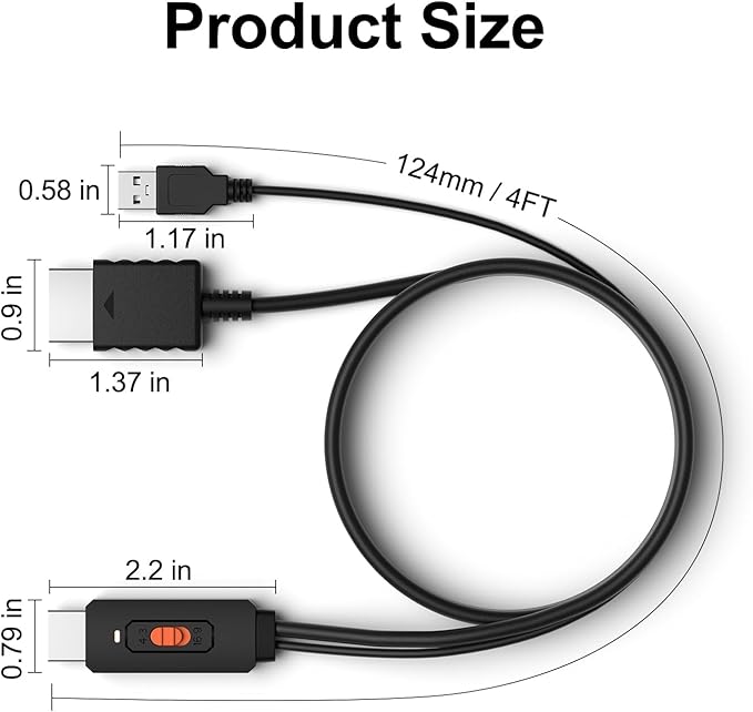 Arector HDMI Cable for PlayStation 2, PS2 to HDMI Adapter for HDTV HDMI Monitor, Supports All PS2 Display Modes