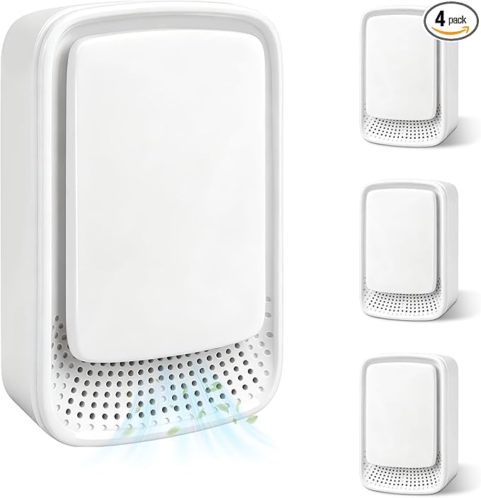 Plug-In Ionic Air Purifier 4 Pack, Silent Filterless Ionizer for Home, Bedroom, and Office – Helps Reduce Pet Odors, Dust, and Smoke