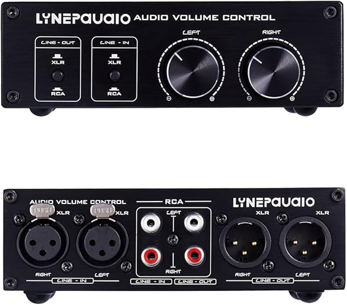 QIUNI Passive Volume Controller with Fully-Balanced & Single-Ended Mode XLR & RCA Interface for Home Stereo System Pre-Amplifier Speaker