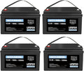 WOXABHSL 4 PCS 12V 100AH Lifepo4 Lithium Battery Up to 15000+ Deep Cycles, Buit in 100A BMS Perfect for Trolling Motors, Boat, Marine, Rv, Solar